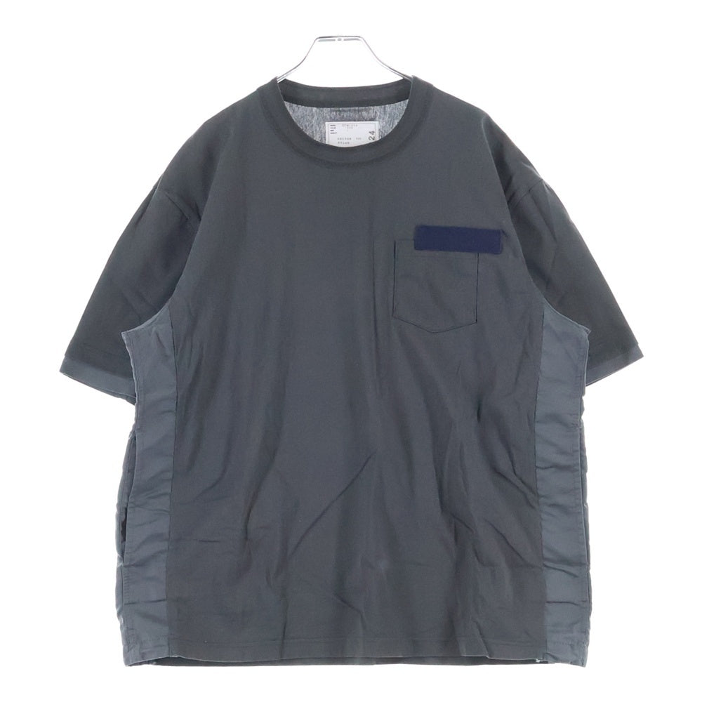 Sacai(サカイ) Cotton Jersey T-shirt フロントポケット ベルトデザイン 半袖Tシャツ カットソー グレー 23-03061M