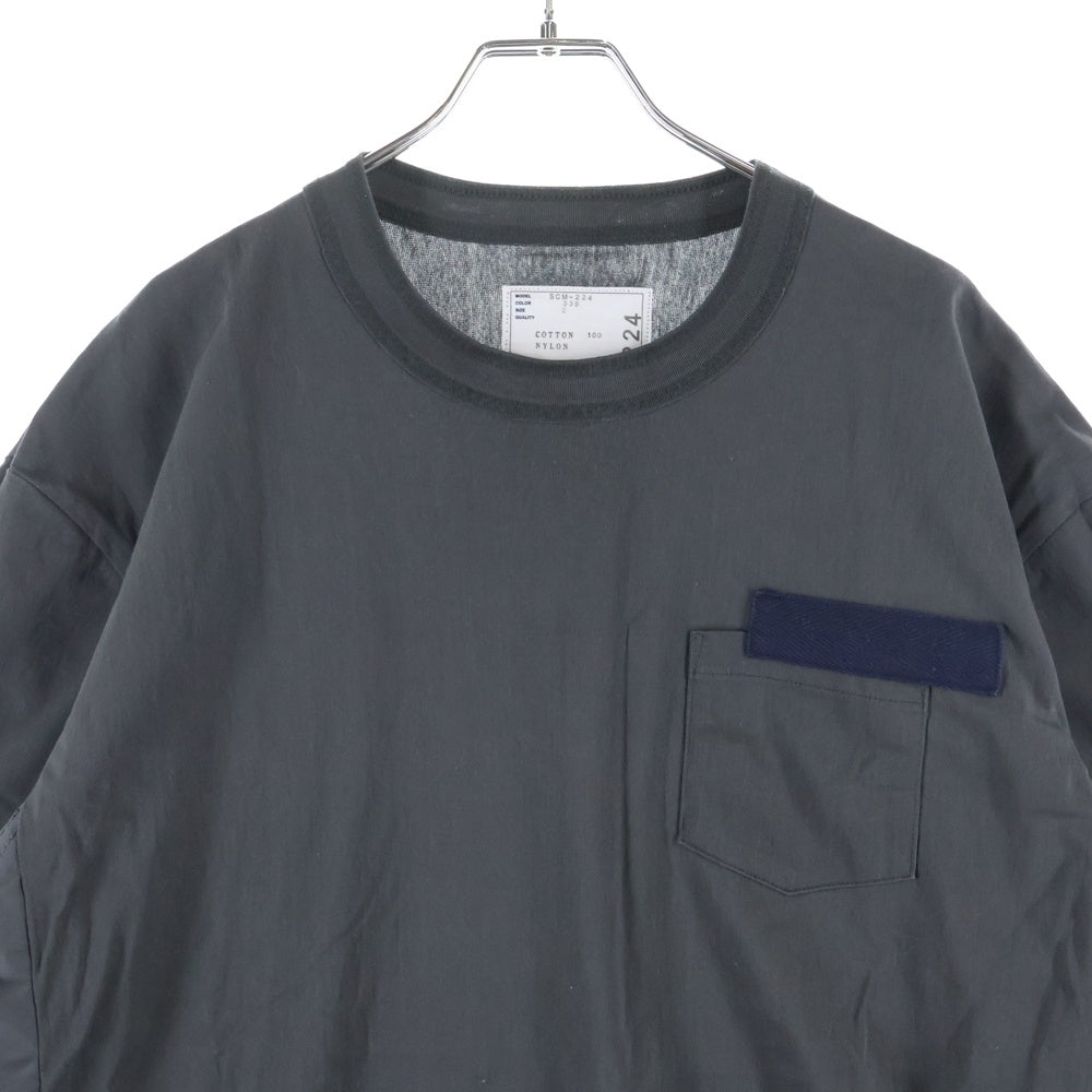 Sacai(サカイ) Cotton Jersey T-shirt フロントポケット ベルトデザイン 半袖Tシャツ カットソー グレー 23-03061M