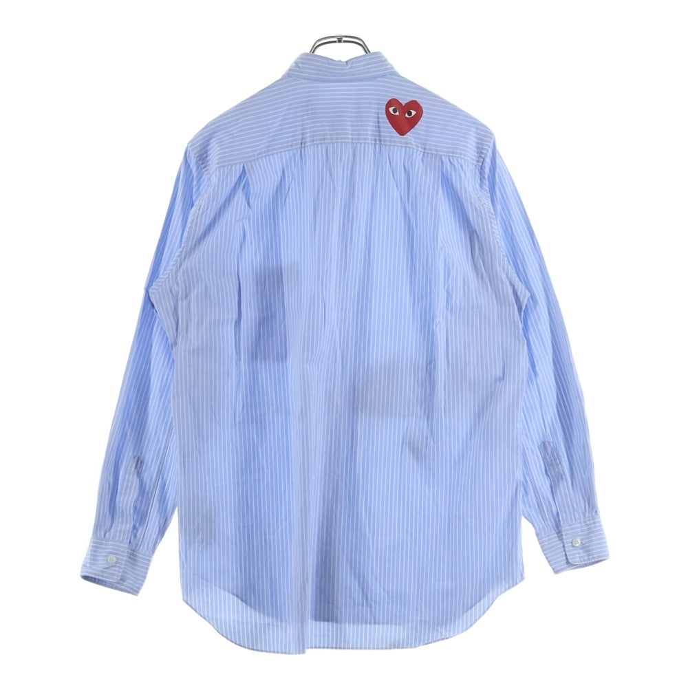 PLAY COMME des GARCONS(プレイコムデギャルソン) ×THE NORTH FACE AE-B202 ザ ノースフェイス フロントロゴプリント ストライプ長袖シャツ ホワイト/ブルー
