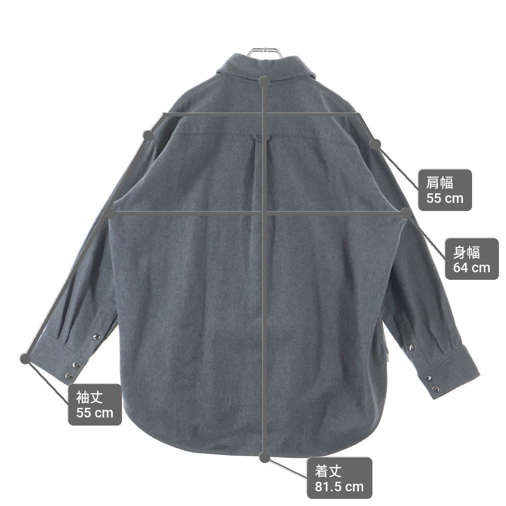 Acne Studios(アクネ ストゥディオズ) Flannel Overshirt フロントボタン フランネル オーバー長袖シャツ グレー FN-WN-BLOU000173