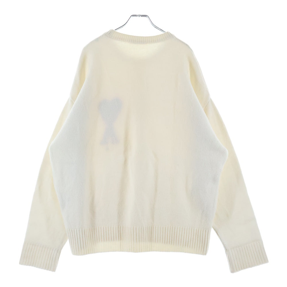 AMI Alexandre Mattiussi(アミアレクサンドルマテュッシ) 21AW フロント ハートロゴ プルオーバーニット セーター ホワイト H21K009.018