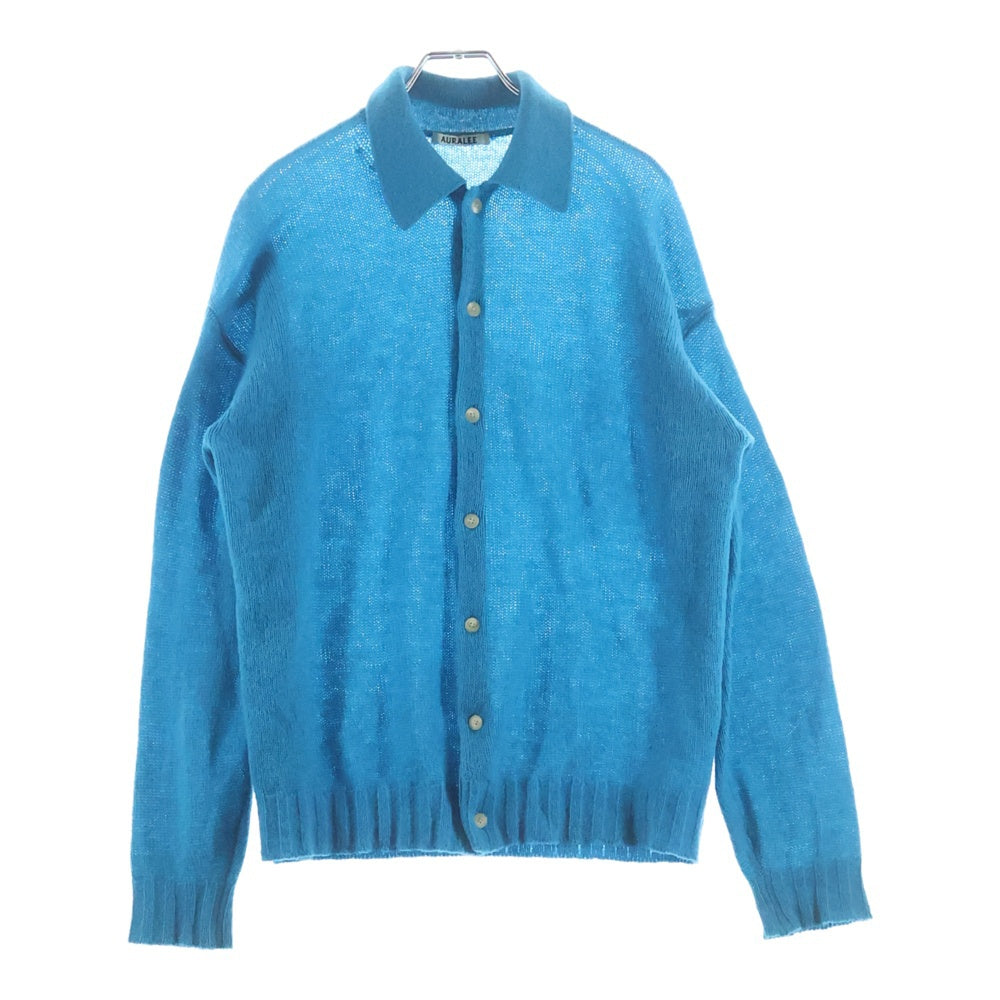 AURALEE(オーラリー) 23AW SHETLAND WOOL KNIT CARDIGAN シェットランドウール カシミヤ混 ニットカーディガン ブルー A23AC01SC