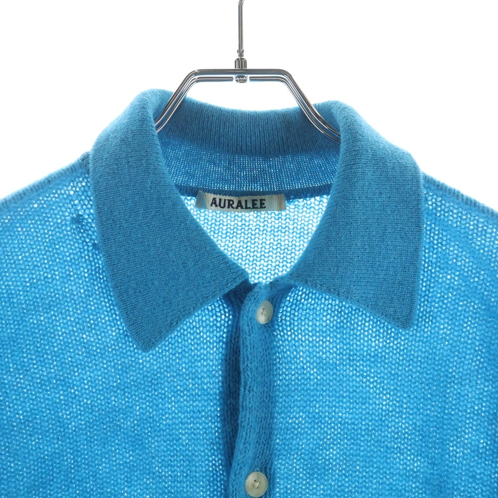 AURALEE(オーラリー) 23AW SHETLAND WOOL KNIT CARDIGAN シェットランドウール カシミヤ混 ニットカーディガン ブルー A23AC01SC