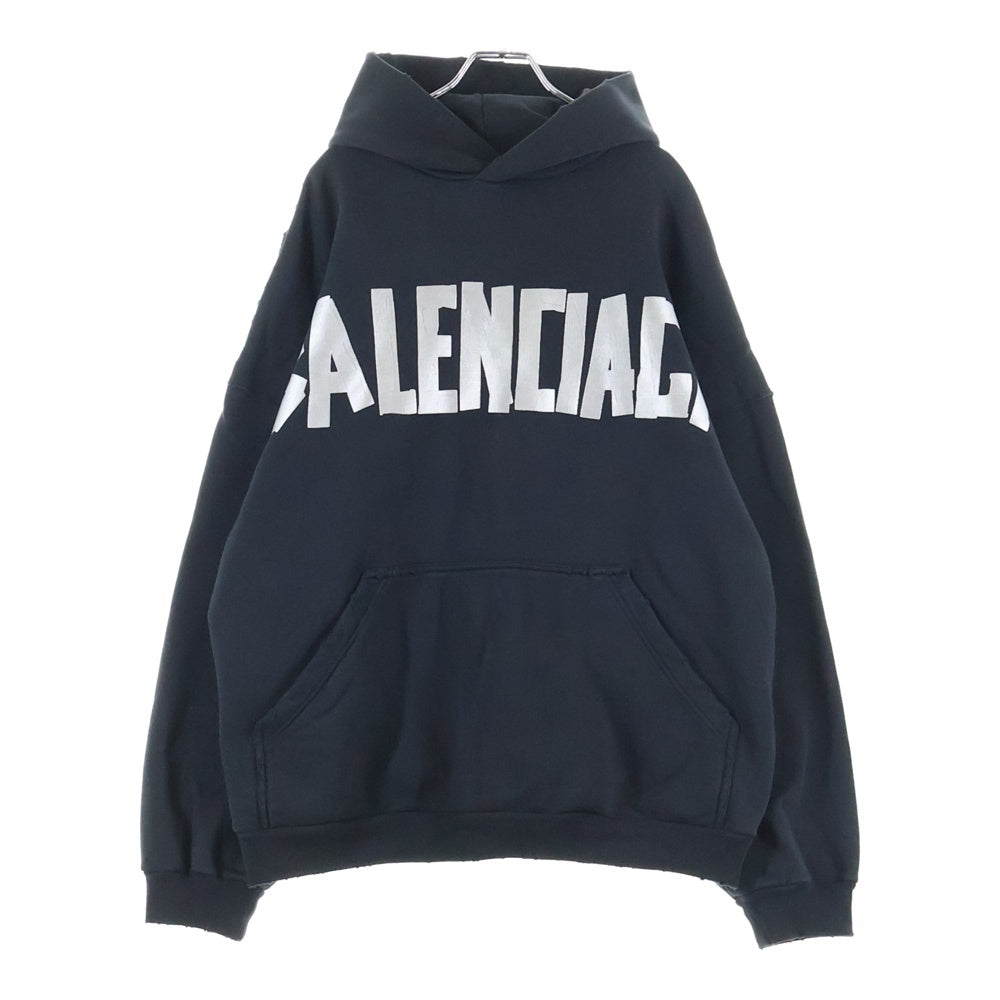 BALENCIAGA(バレンシアガ) 24SS NEW TAPE TYPE HOODIE テープロゴ プルオーバー スウェットパーカー フーディ ブラック 739024 TQVQ9