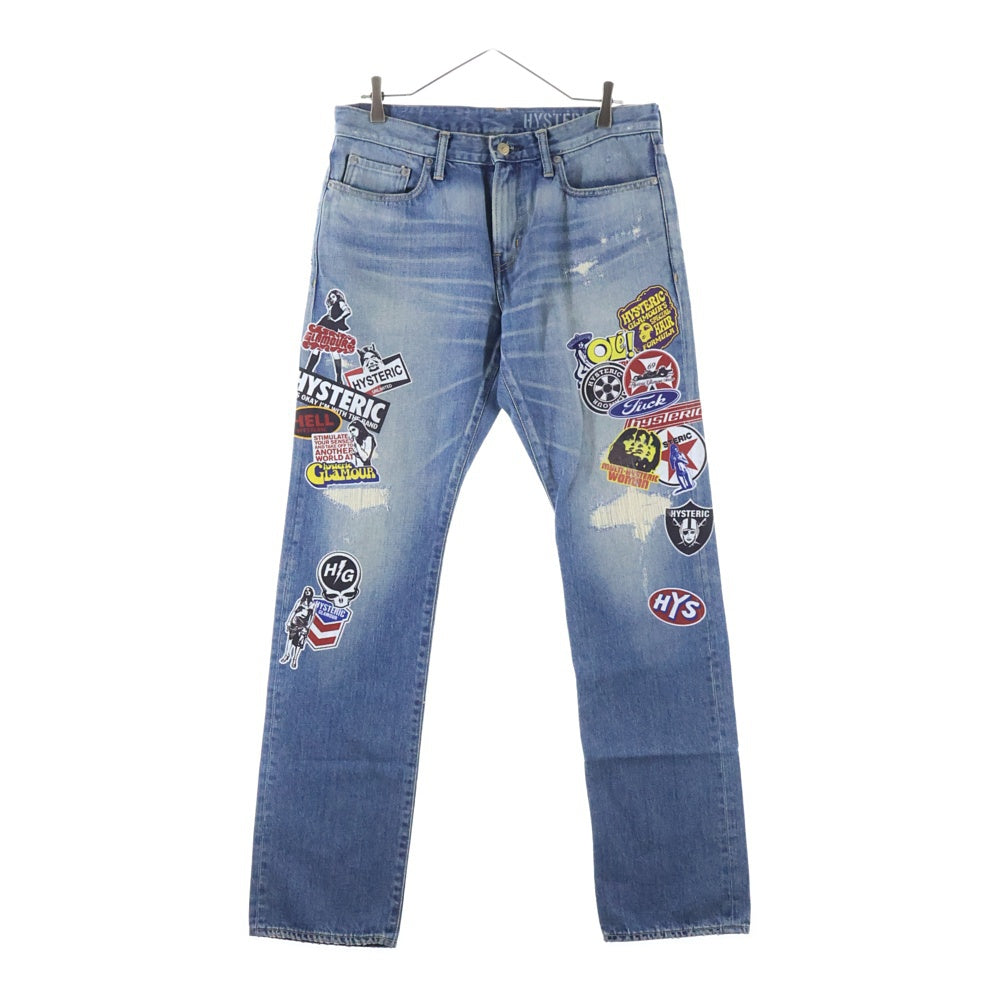 HYSTERIC GLAMOUR(ヒステリックグラマー) GIRL PRINT DENIM ジップフライ ガールプリント ストレートデニムパンツ インディゴ 02223AP17