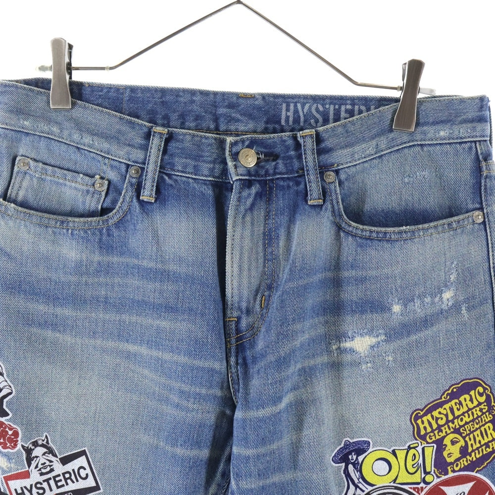 HYSTERIC GLAMOUR(ヒステリックグラマー) GIRL PRINT DENIM ジップフライ ガールプリント ストレートデニムパンツ インディゴ 02223AP17