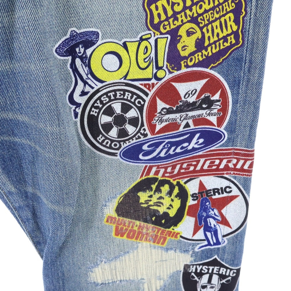 HYSTERIC GLAMOUR(ヒステリックグラマー) GIRL PRINT DENIM ジップフライ ガールプリント ストレートデニムパンツ インディゴ 02223AP17