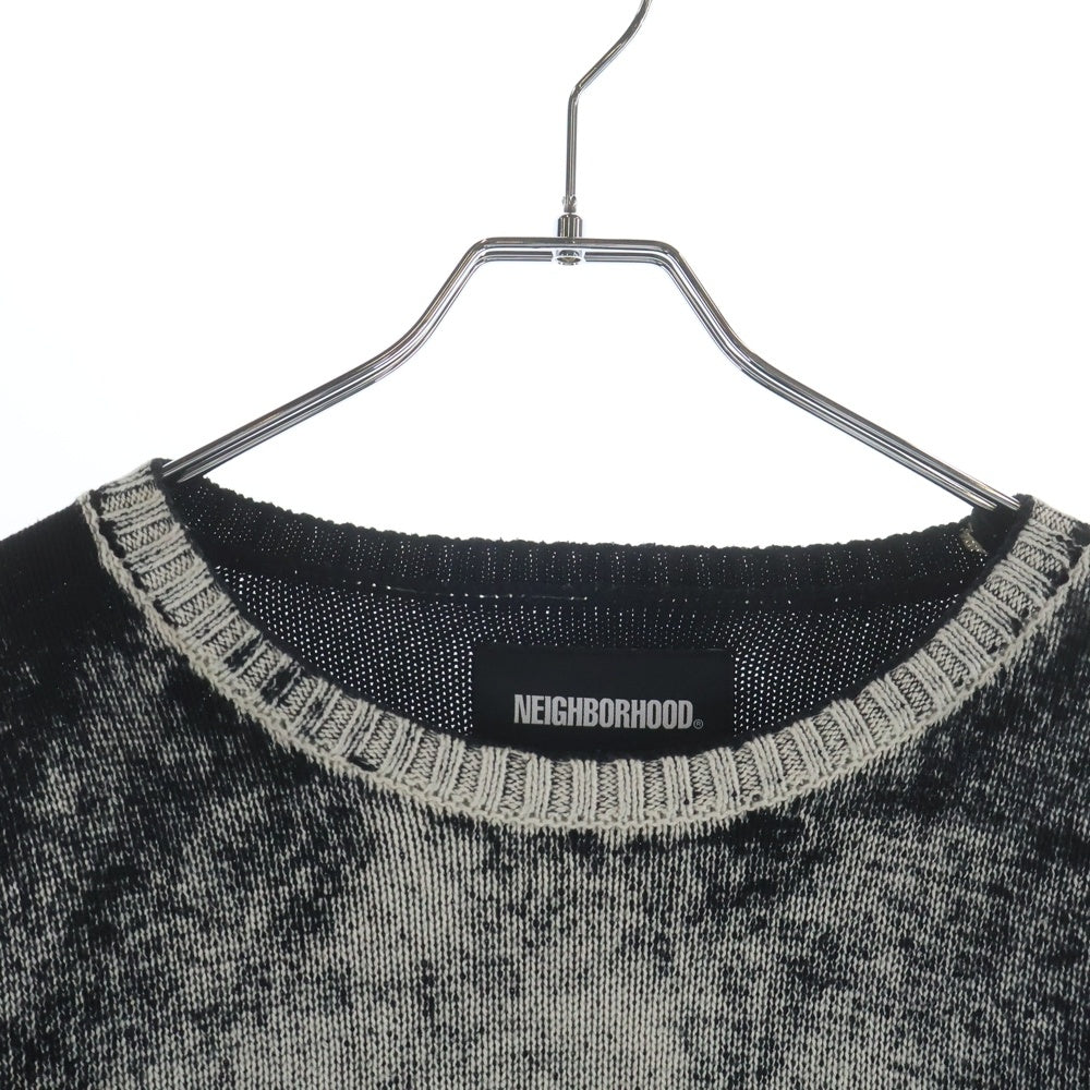 NEIGHBORHOOD(ネイバーフッド) 26SS PIGMENT BLEED CREWNECK SWEATER ピグメント クルーネック コットン 長袖ニットセーター ホワイト/ブラック 26113NH-KNM02