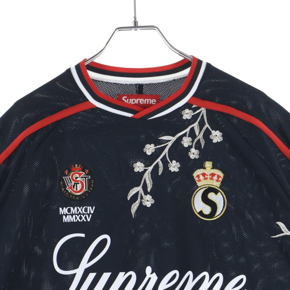 SUPREME(シュプリーム) 25AW Floral Soccer Jersey フローラル サッカー ジャージ 半袖 メッシュ ゲームシャツ ブラック