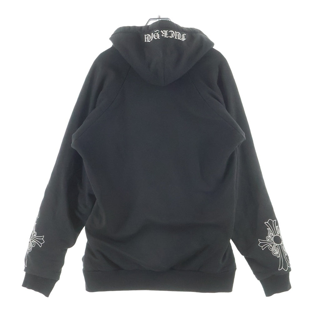 CHROME HEARTS(クロムハーツ) OLD SWTSHRT PLVR HD ヴァインダガープリント 裏地サーマル アームクロスプリント スウェットプルオーバーパーカー ブラック