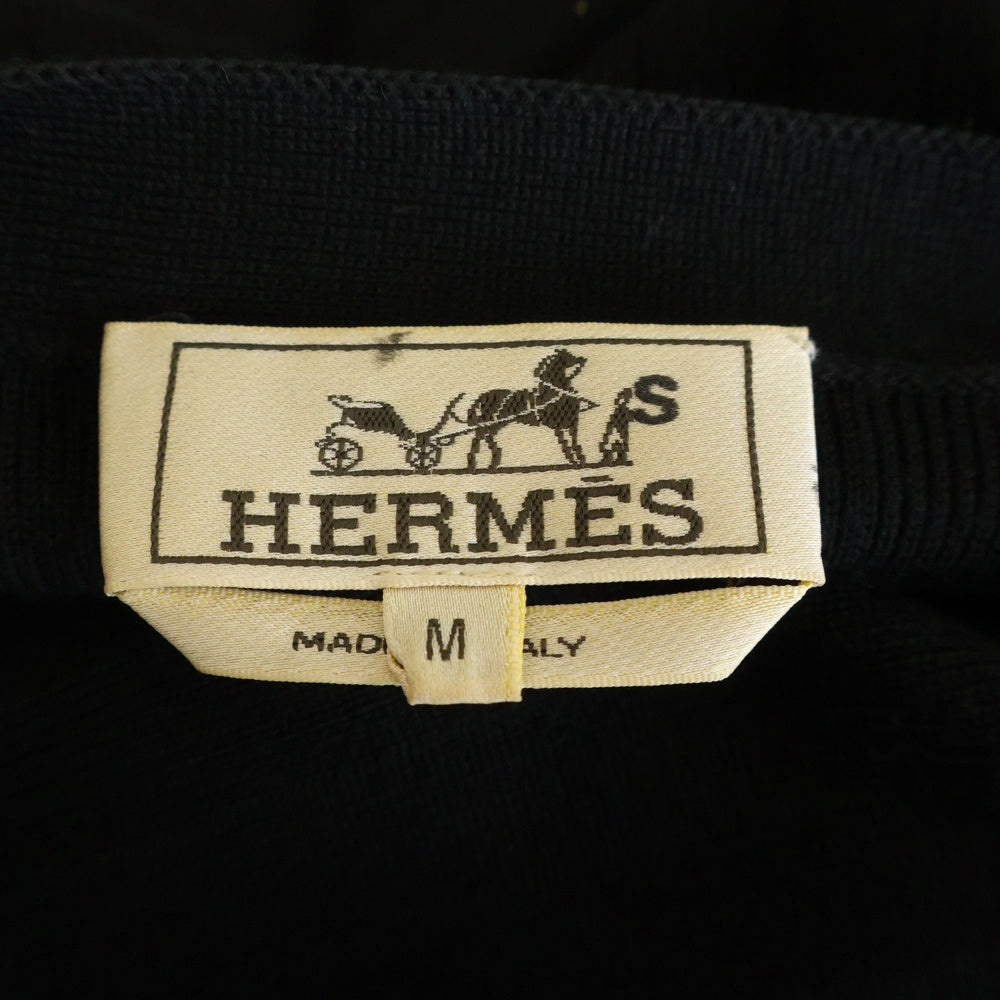 HERMES(エルメス) フロントボタン レザー切替 ドッキング 長袖ウール