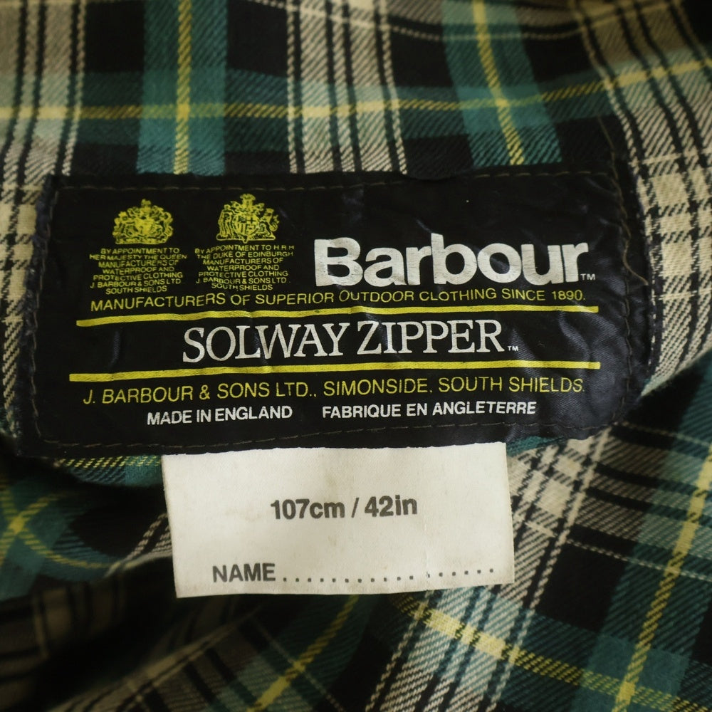 Barbour(バブアー) 90s VINTAGE SOLWAY ZIPPER COAT ソルウェイジッパー オイルドワックスコート ジャケット ブラウン