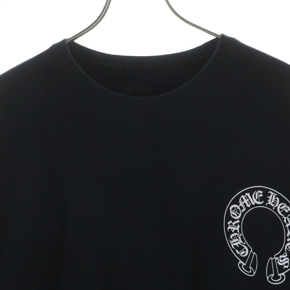 CHROME HEARTS(クロムハーツ) Horseshoe Arm Floral Cross L/S Sweatshirt ホースシュー アームフローラルクロス クルーネック スウェットトレーナー ブラック