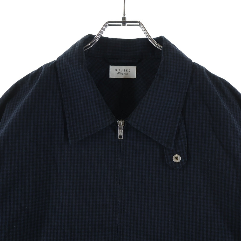 UNUSED(アンユーズド) 25AW GINGHAM CHECK BLOUS ギンガムチェック ジップアップ ジャケット ブルゾン ネイビー US2386