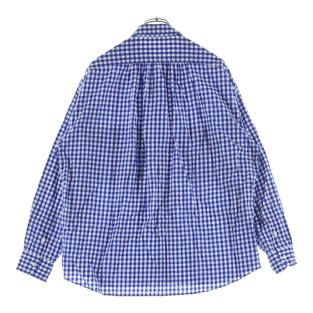 Porter Classic(ポータークラシック) Roll UP ロールアップ フロントボタン ギンガムチェック コットン 長袖シャツ ブルー/ホワイト