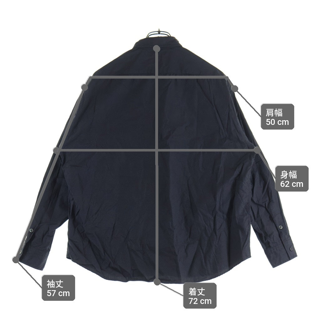 Porter Classic(ポータークラシック) Roll UP DOT SHIRT ロールアップ ドット柄 コットン 長袖シャツ ブラック/ブルー