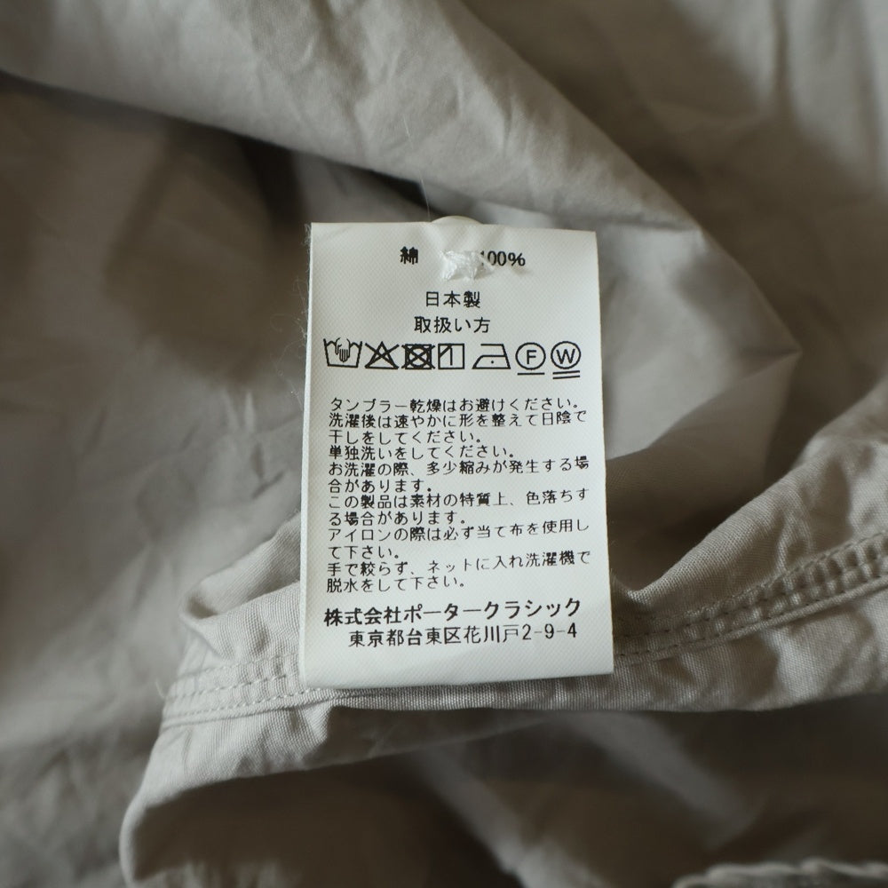 Porter Classic(ポータークラシック) Roll UP ロールアップ フロントボタン ポケット付き コットン 長袖シャツ アイボリー