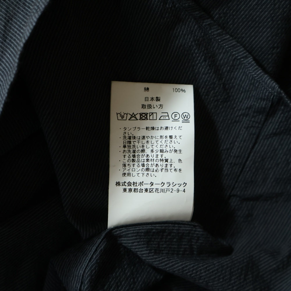 Porter Classic(ポータークラシック) Roll UP FLLANNEL SHIRT ロールアップ フロントボタン コットン フランネル長袖シャツ ブラック