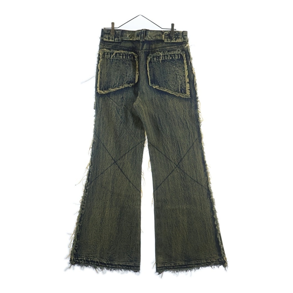 NO/FAITH STUDIOS(ノーフェイスストゥディオス) FLARED DENIM 002 カットオフ ジップフライ デニム フレアパンツ インディゴブルー
