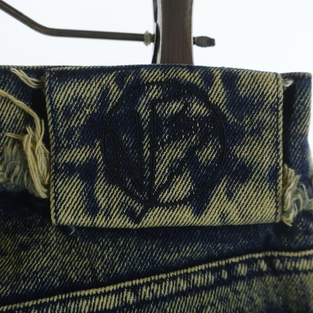 NO/FAITH STUDIOS(ノーフェイスストゥディオス) FLARED DENIM 002 カットオフ ジップフライ デニム フレアパンツ インディゴブルー
