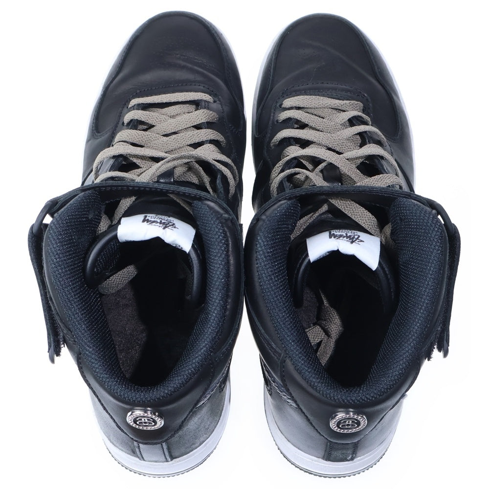 NIKE(ナイキ) 22SS ×STUSSY AIR FORCE 1 MID BLACK SNAKESKIN ステューシー エアフォースワン ミッド ミドルカットスニーカー ブラック US9/27.0cm DJ7840-001