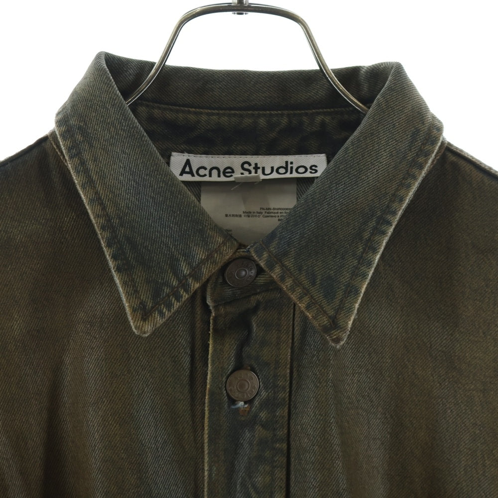 Acne Studios(アクネ ストゥディオズ) WAX CORTED DENIM SHIRT JACKET ワックスコーティング ボタンアップ デニムシャツ ジャケット ブロンズ FN-MN-SHIR000695