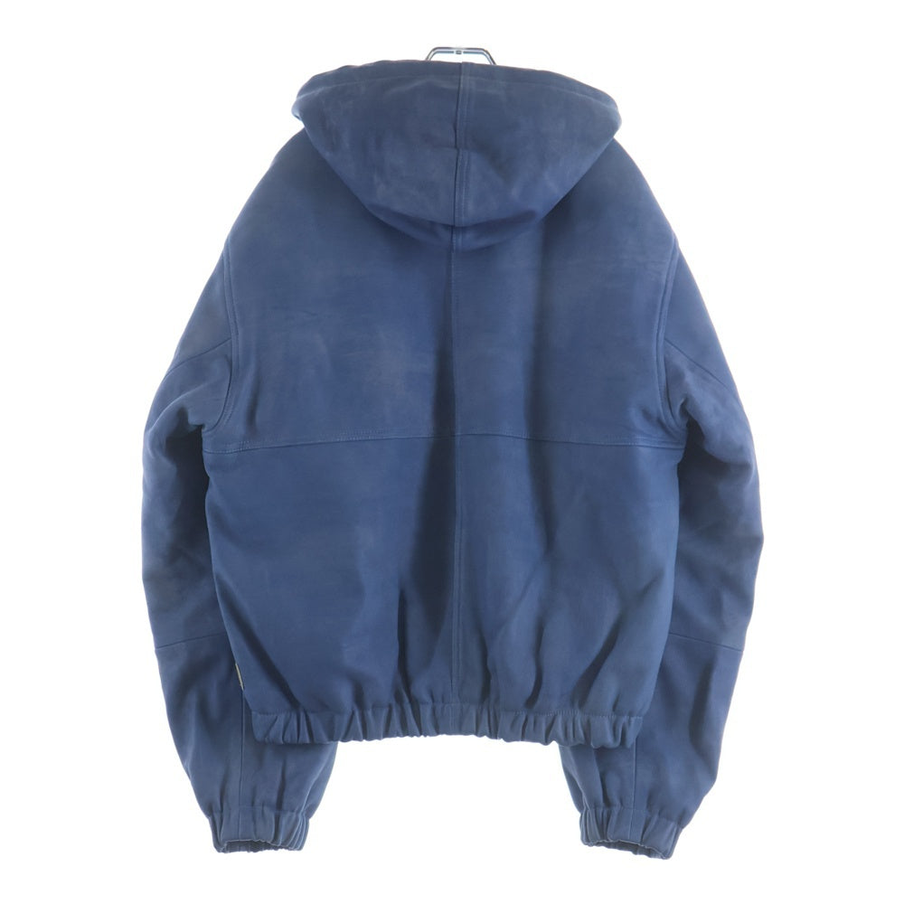 STUSSY(ステューシー) 24SS WORK JACKET STONE WASH LEATHER BLUE ウォッシュ加工 ジップアップ レザー ボンバージャケット ブルー