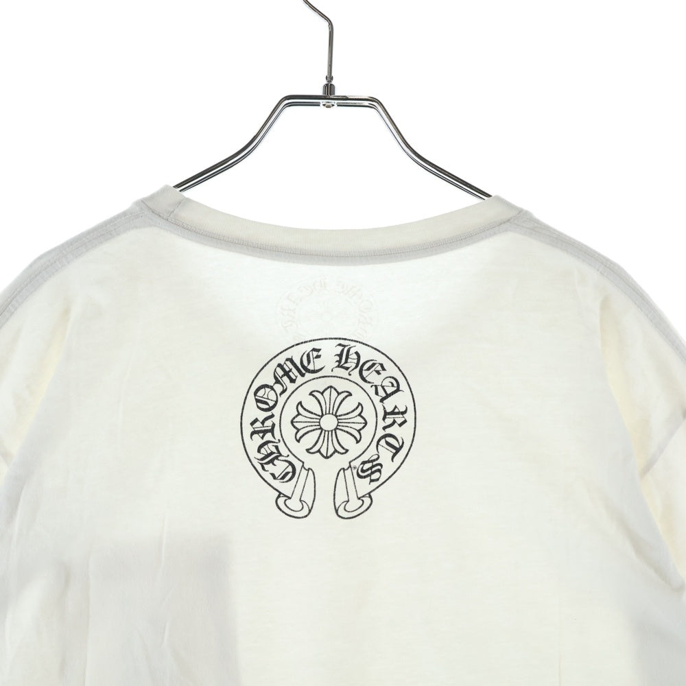 CHROME HEARTS(クロムハーツ) ホースシュー スクロールラベルプリント フロントポケット クルーネック半袖Tシャツ カットソー ホワイト
