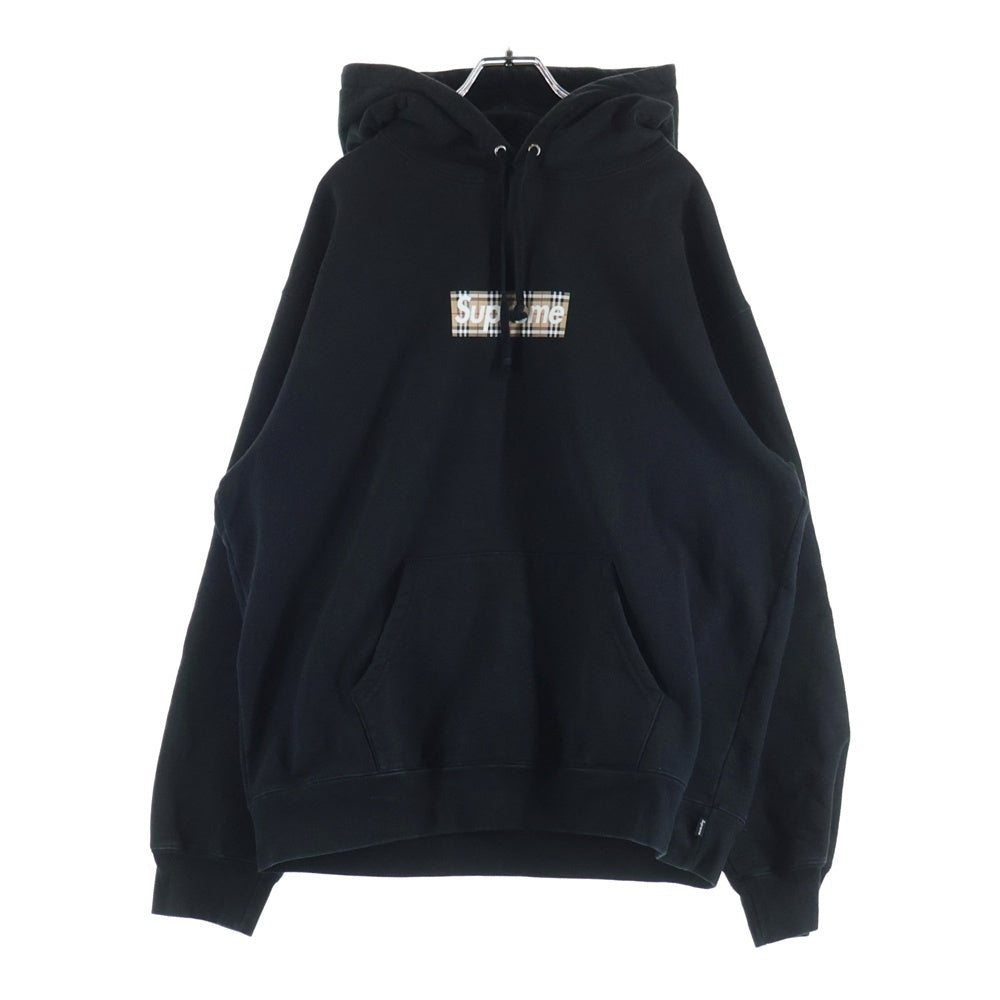 SUPREME(シュプリーム) 22SS ×BURBERRY Box Logo Hooded Sweatshirt ×バーバリー ボックスロゴフーディ プルオーバースウェットパーカー ブラック