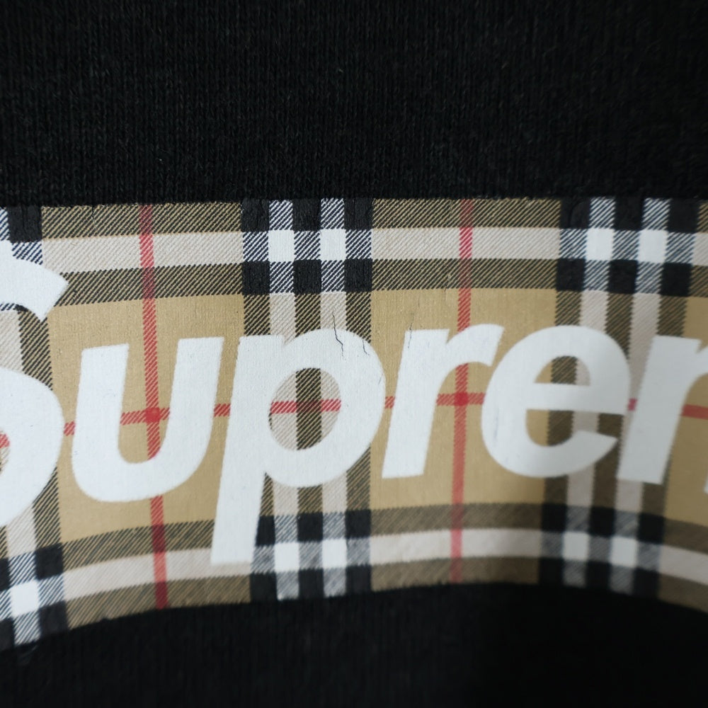 SUPREME(シュプリーム) 22SS ×BURBERRY Box Logo Hooded Sweatshirt ×バーバリー ボックスロゴフーディ プルオーバースウェットパーカー ブラック