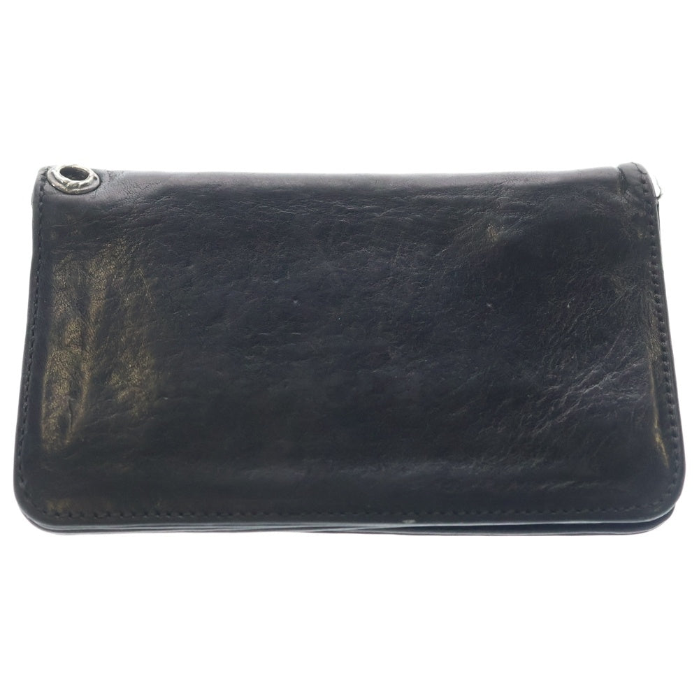 CHROME HEARTS(クロムハーツ) 1ZIP BS FLEUR BUTTON WALLET 1ジップ BSフレアボタン 二つ折り財布 レザーウォレット ブラック/シルバー
