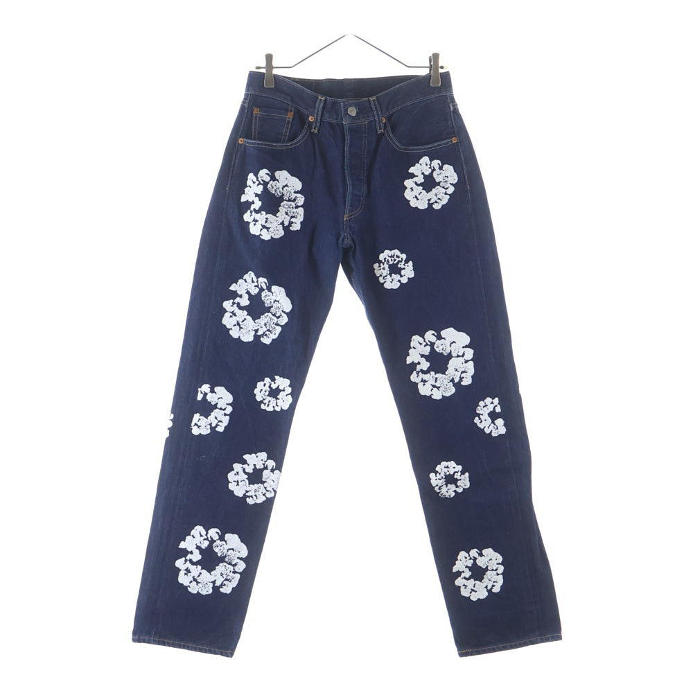 Levi's(リーバイス) ×DENIM TEARS 501 デニムティアーズ フラワー総柄 コットンデニムパンツ インディゴ PC9-AI1592-0000