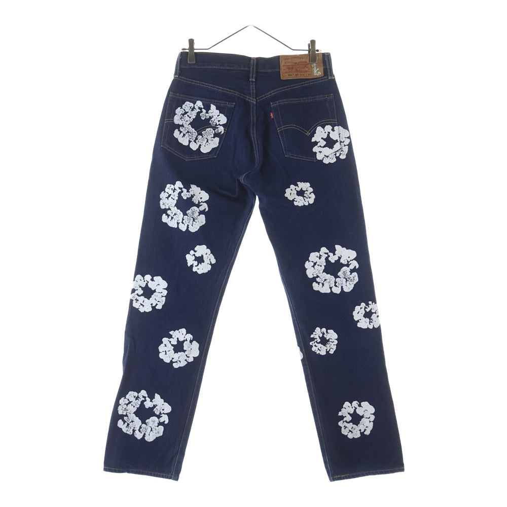 Levi's(リーバイス) ×DENIM TEARS 501 デニムティアーズ フラワー総柄 コットンデニムパンツ インディゴ PC9-AI1592-0000