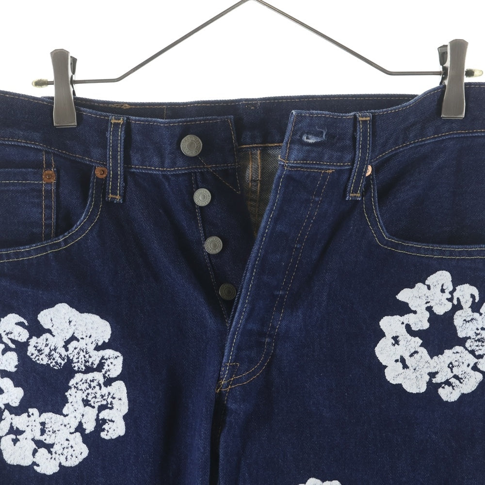 Levi's(リーバイス) ×DENIM TEARS 501 デニムティアーズ フラワー総柄 コットンデニムパンツ インディゴ PC9-AI1592-0000