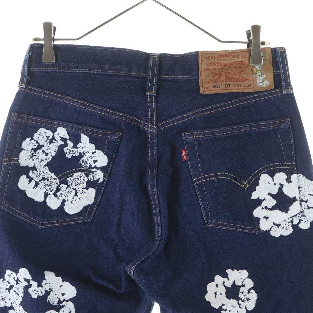 Levi's(リーバイス) ×DENIM TEARS 501 デニムティアーズ フラワー総柄 コットンデニムパンツ インディゴ PC9-AI1592-0000