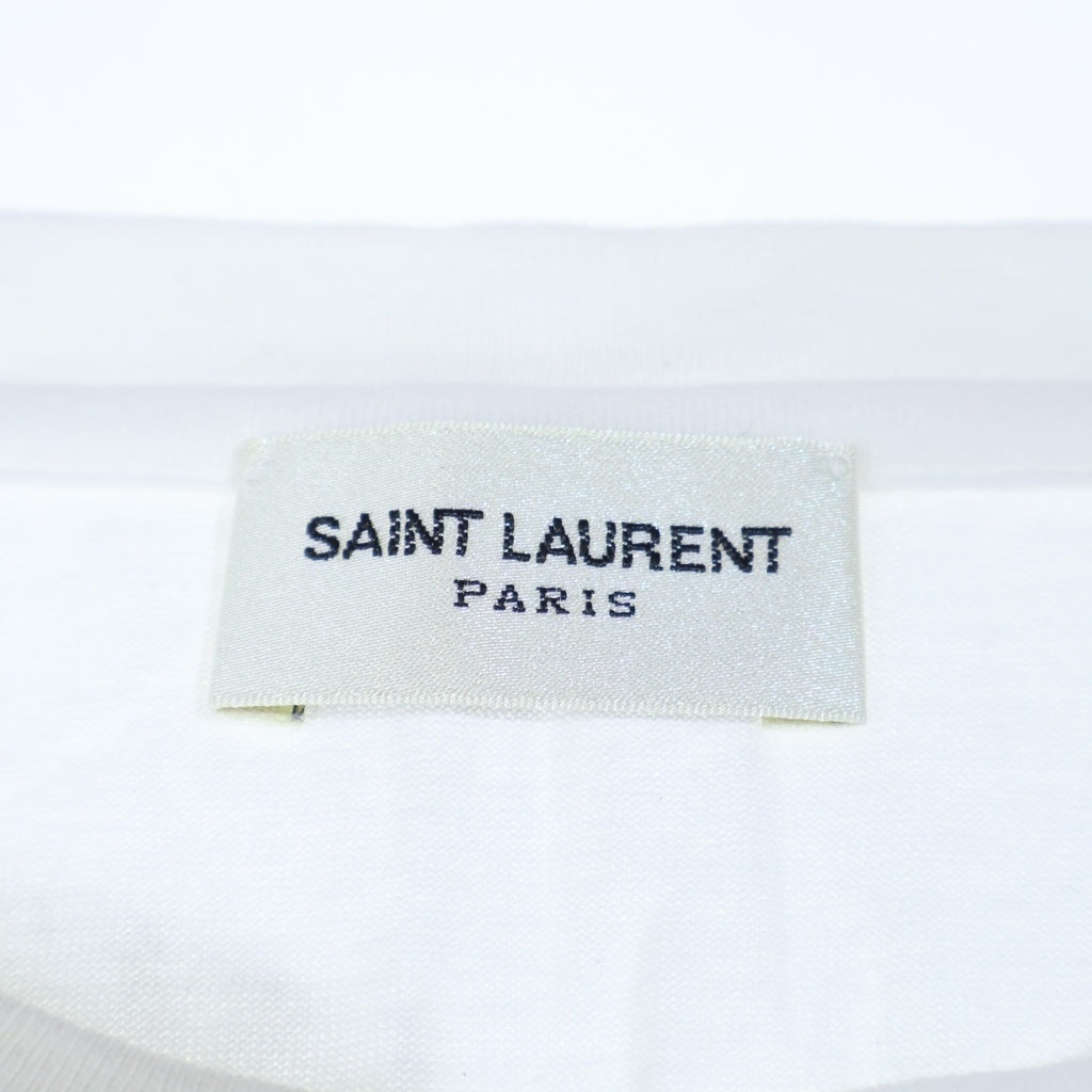 SAINT LAURENT PARIS サンローランパリ エディ期 プリント 半袖 Tシャツ ホワイト レディース 古着 中古 USED 美品 SAINT LAURENT PARIS サンローランパリ シグネチャーロゴプリント