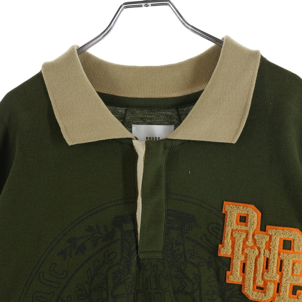 RHUDE(ルード) 25SS SCRAMBLE LOGO STAMP POLO スクランブルロゴ スタンプ 半袖ポロシャツ グリーン RHSS25PO04012
