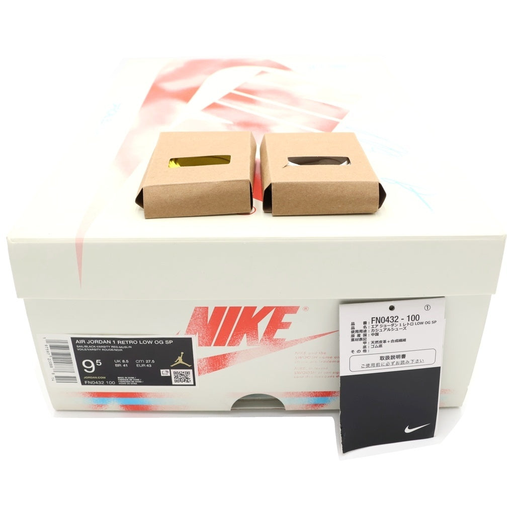 NIKE(ナイキ) ×Trophy Room AIR JORDAN 1 LOW OG トロフィールーム エアジョーダン1 ローカットスニーカー レッド/ブラック US9.5/27.5cm FN0432-100