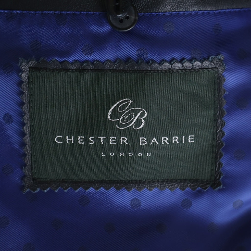 NO BRAND(ノーブランド) CHESTER BARRIE(チェスター バリー) ラムレザー 裏地ドット 2B テーラードジャケット ブラック 792880-1