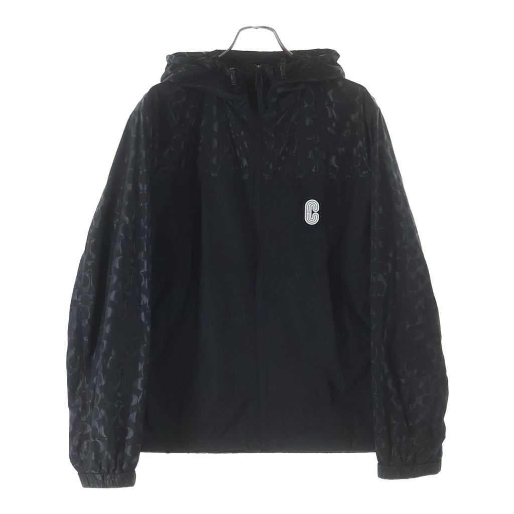 COACH(コーチ) SIGNATURE WINDBREAKER フロントシグネチャーロゴ ジップアップ 総柄 ジャケット ブラック C8104