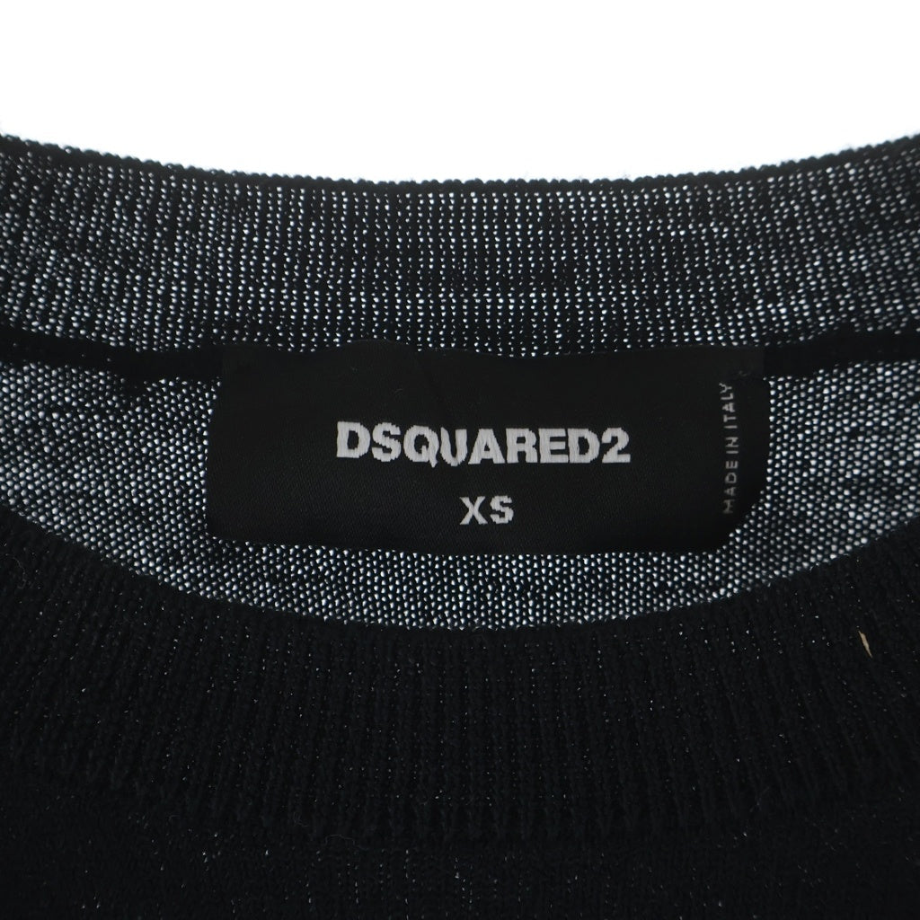 DSQUARED2(ディースクエアード) 21AW フロントロゴ クルーネック ウールニット セーター ブラック S71HA1121 S17435