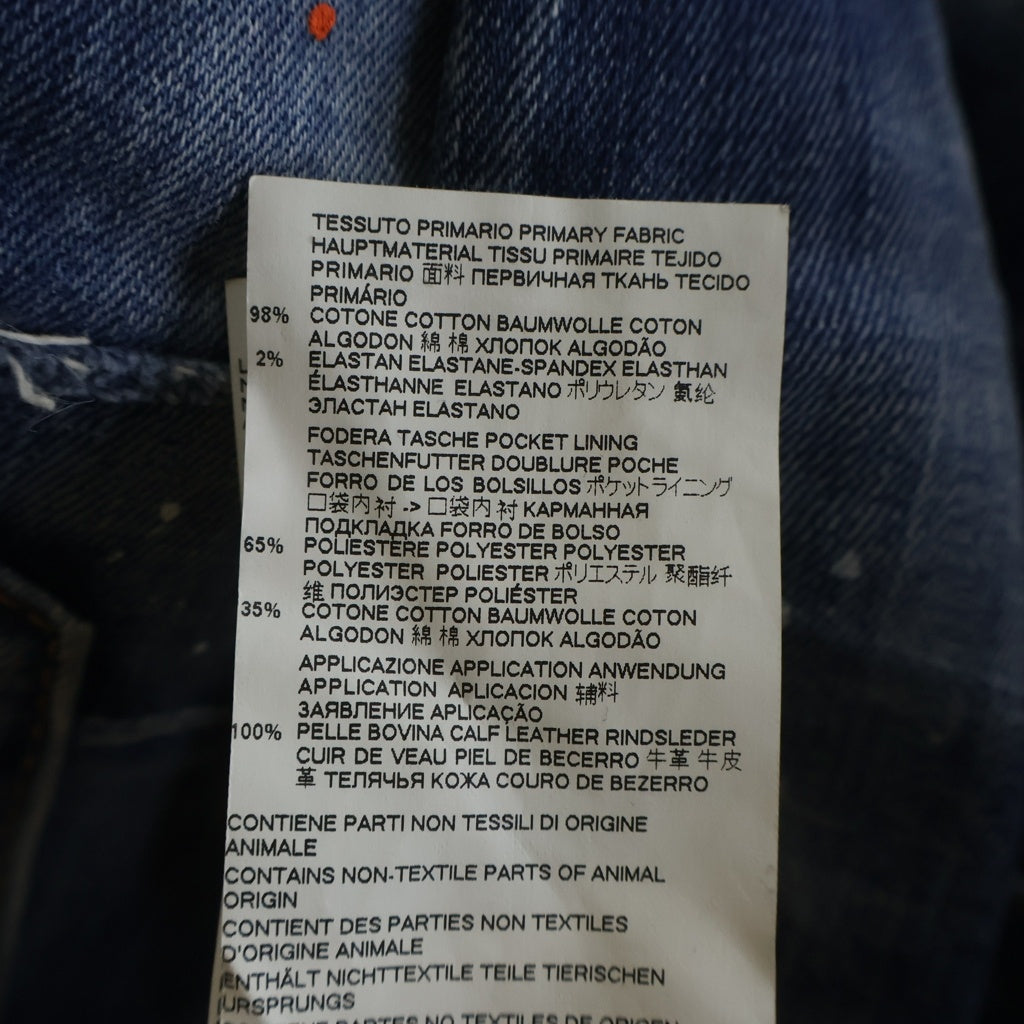 DSQUARED2(ディースクエアード) 20SS ペイントクラッシュ加工 裾ジップ スキニーデニムパンツ インディゴ レディース S75LB0272 S30342