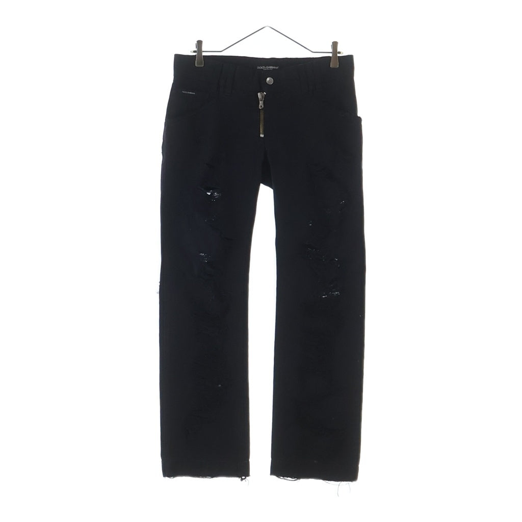 DOLCE & GABBANA(ドルチェアンドガッバーナ) 14CLASSIC クラッシュ加工 ジップフライ ダメージデニムパンツ ブラック G3H4TD/G8209