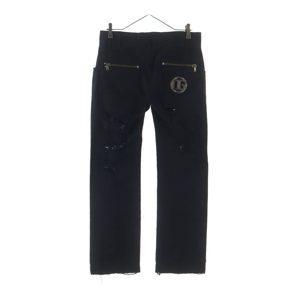 DOLCE & GABBANA(ドルチェアンドガッバーナ) 14CLASSIC クラッシュ加工 ジップフライ ダメージデニムパンツ ブラック G3H4TD/G8209