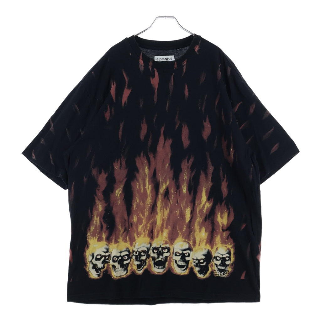 SUPREME(シュプリーム) 24SS ×Liquid Blue Oversized Tee リキッドブルー ファイヤー フレーム スカル ロゴ 半袖Tシャツ カットソー ブラック