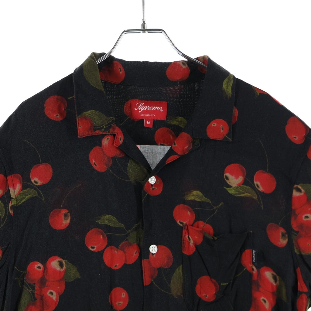 SUPREME(シュプリーム) 19SS Cherry Rayon S/S Shirt チェリー総柄 レーヨン 半袖シャツ ショートスリーブ ブラック