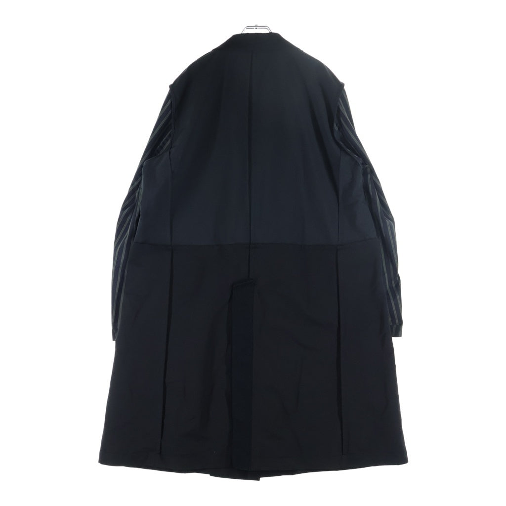 Sacai(サカイ) 24SS Suiting Coat アームストライプ柄 ドッキング スーツ コート ブラック 24-03264M