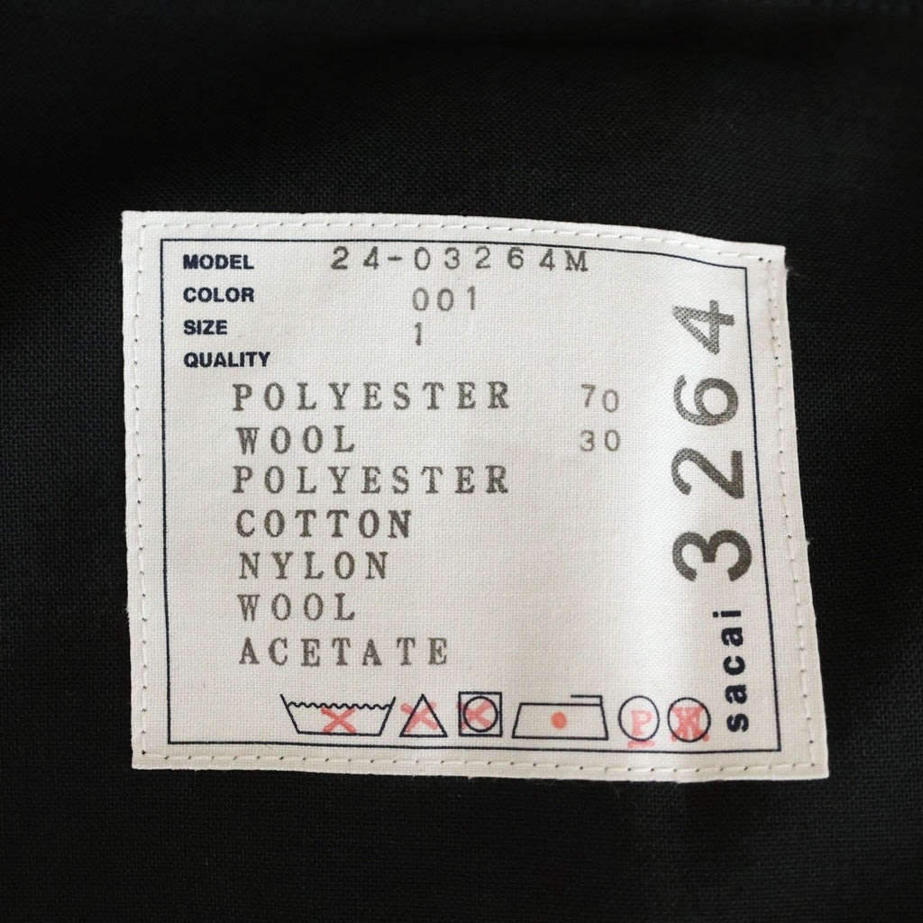 Sacai(サカイ) 24SS Suiting Coat アームストライプ柄 ドッキング スーツ コート ブラック 24-03264M