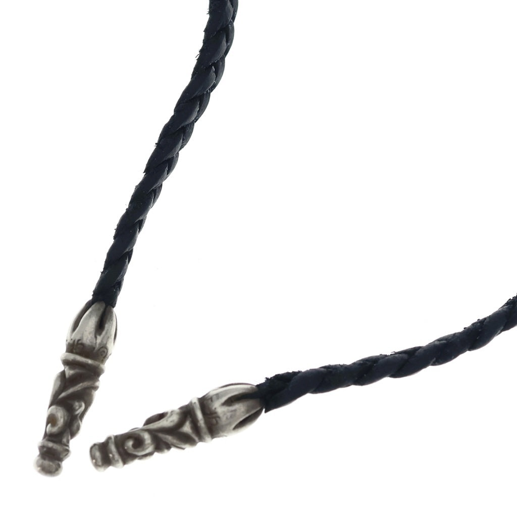 CHROME HEARTS(クロムハーツ) LEATHER BRAID SCROLL ネックレス レザーブレイドネックレス ブラック/シルバー BCA377