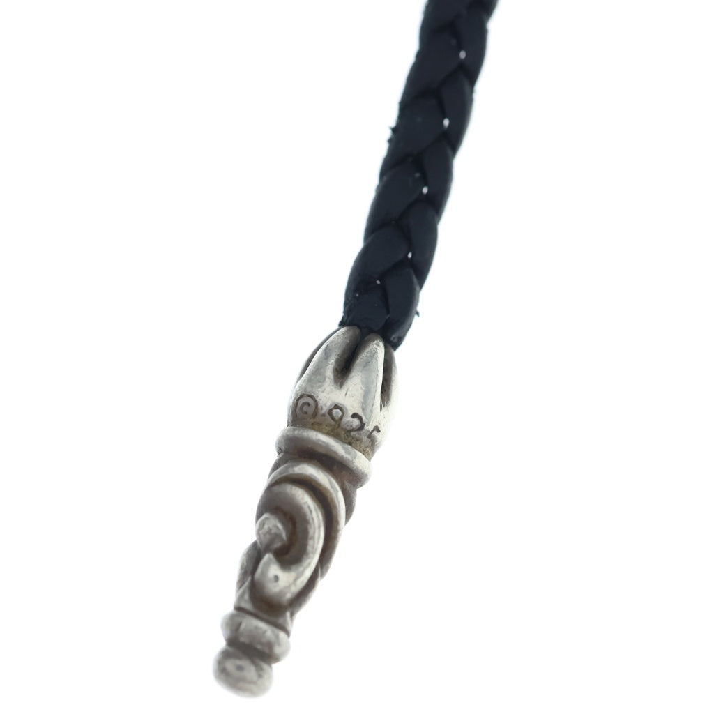CHROME HEARTS(クロムハーツ) LEATHER BRAID SCROLL ネックレス レザーブレイドネックレス ブラック/シルバー BCA377